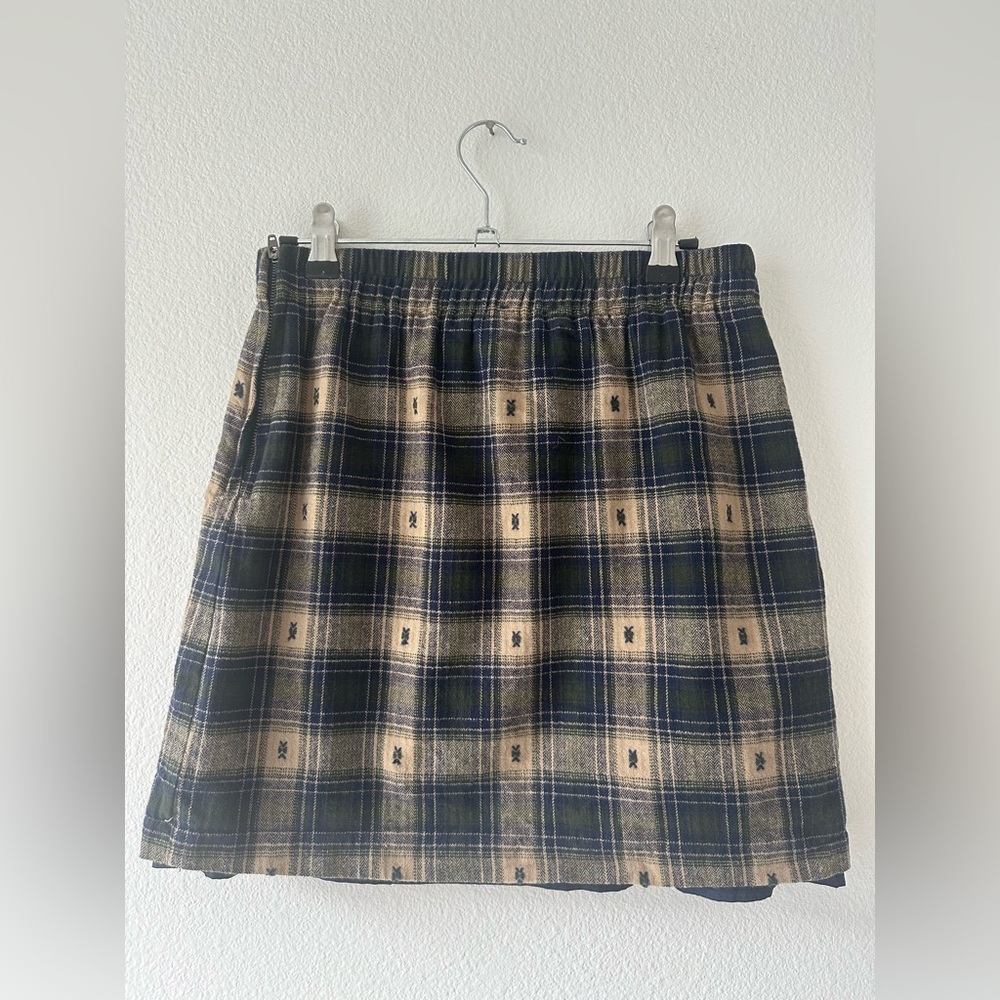 Skies Are Blue Plaid Mini Skirt in Navy and Beige